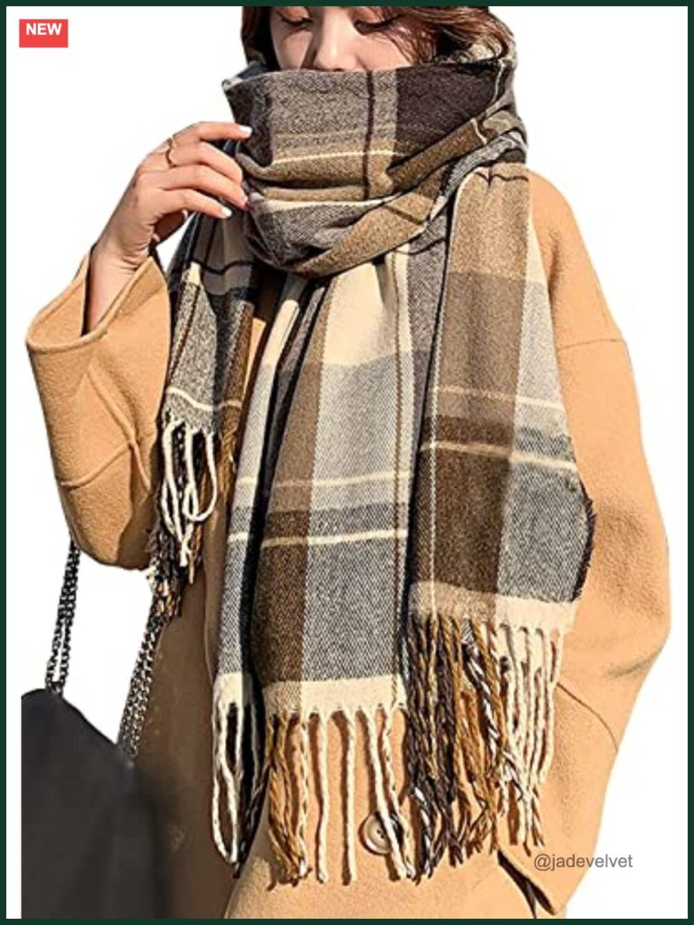 Women's Plaid Blanket Scarf Cashmere-Like Acrylic Winter Shawl Wrap